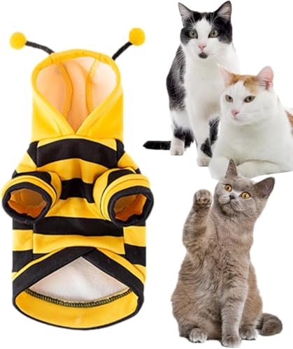 Aayahakawa Bienen-Hundekostüm, Katzenkostüm, Bienenkostüm, Halloween-Hundekostüm, weiches Haustierkostüm, Halloween, Weihnachten, Cosplay, Kapuzenpullover, Cosplay-Kleidung (XL) von Aayahakawa