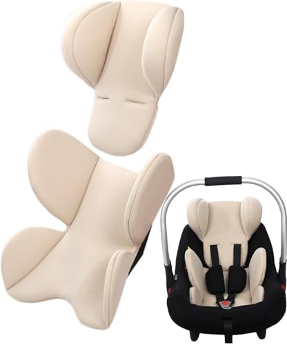 Aayahakawa Kopfstütze für Neugeborene im Autositz, Kopf- und Nackensitz-Einlage, Körperstütze, Kopfstütze, Autositz-Nackenkissen für Autositze, Kinderwagen, Liege (Beige) von Aayahakawa