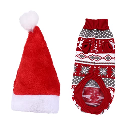 2 Stück Teiliges Weihnachts Rentier Hundekostüm mit Pullover und Hut Niedlicher Weihnachts Pullover für Haustiere für Partys und Festliche Anlässe von Abaodam