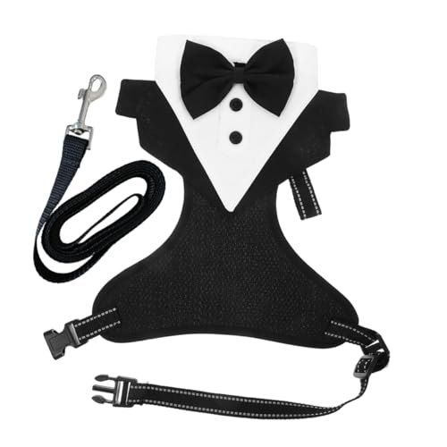 Abaodam 1 Satz Haustier-Westenkleid hundeanzug Hundeartikel hundeausstattung Hundeleine mit Weste Hundeweste für Partys hundegeschirr Weste Welpen-Smoking für kleine Hunde Polyester Black von Abaodam