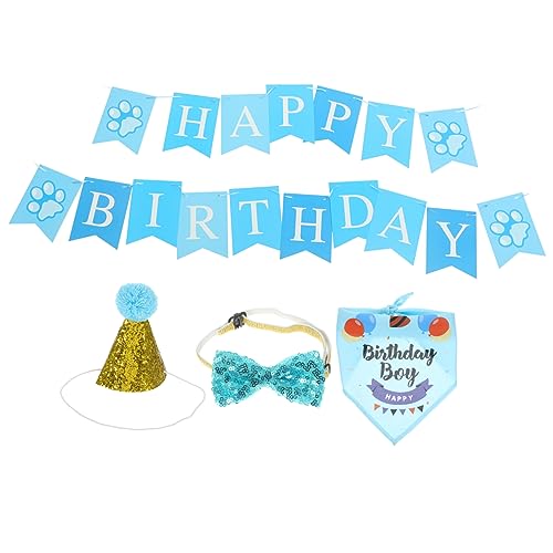 Abaodam 1 Satz Katze Geburtstagsgeschenk Partyzubehör Für Hundegeburtstage Fliege Für Haustiere Haustier-jazzhut Katzen-Geburtstags-Bandana Katzenhalsband Cosplay Baumwolle Jazz-Hut von Abaodam