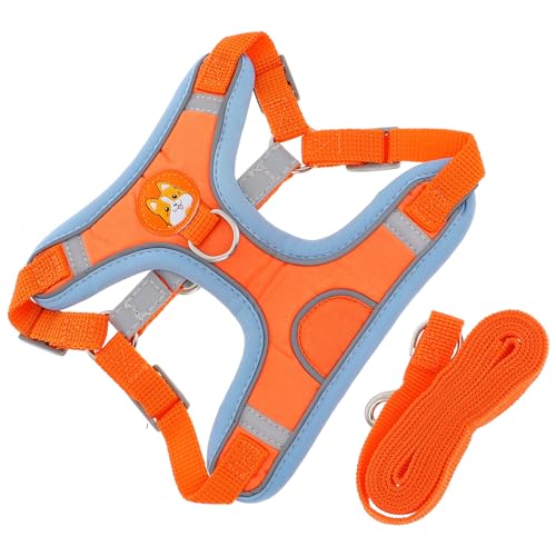 Abaodam 1 Satz Outdoor Hundegeschirr hundegurt hundelaufband hundezuggeschirr Hundeleine Welpengeschirr züchten führen Geschirr für kleine Hunde Verschleißfestes Hundegeschirr Tuch Orange von Abaodam