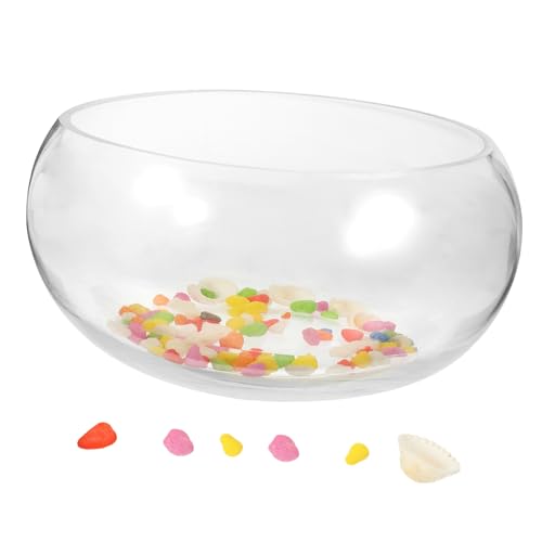 Abaodam 1 Satz Runder Glasfischbehälter mit Dekoration Transparentes Goldfischglas für Aquariengestaltung Buntem Kies für Verschönerung Ihres von Abaodam