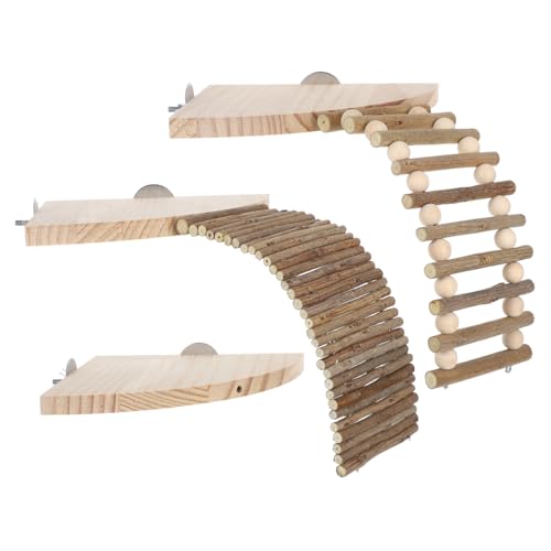 Abaodam 【1 Set Hamster Holz Spielplatz】Haustier Kletterplattform Leiter für Käfig Holzstruktur Plattform für Kleintiere wie Rennmäuse Hamster von Abaodam
