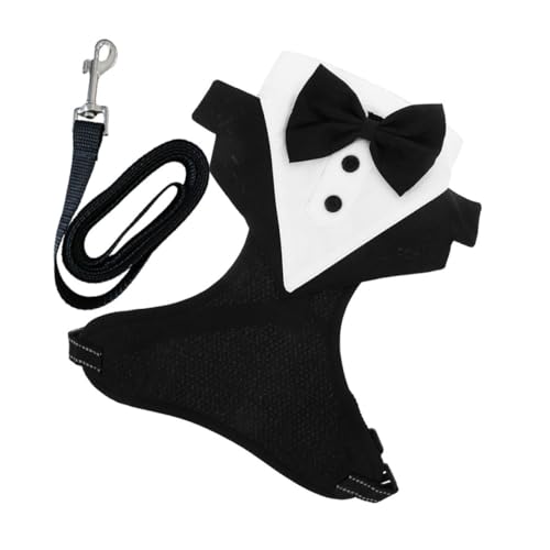Abaodam 1 Set Haustierkleid, Weste, Smoking, Hundegeschirr, Hochzeit, Party, formelles Kostüm, schwarz, Polyester Abaodam 1 Set Haustierkleid, Weste, Smoking, Hundegeschirr, Hochzeit, Party, formelles Kostüm, schwarz, Polyester von Abaodam