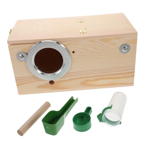 Abaodam 1 Set Sittich-Nistkasten aus Holz, Doppelzweck-Vogelzuchtkäfig für sicheres und sicheres Papageienhaus, einfache Montage, Design für Wellensittiche, Nymphensittiche und andere Vögel von Abaodam