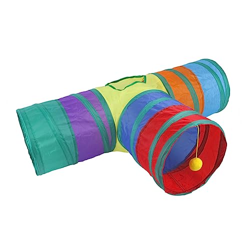 Abaodam 1 Stück Katzenrassel Aus Papier Tunnel Für Anregend Drinnen Groß Zelt Kräuseln Katzentunnel Haustier-Katzen-Tunnel Katzenspieltunnel Polyester Baumwolle Colorful von Abaodam
