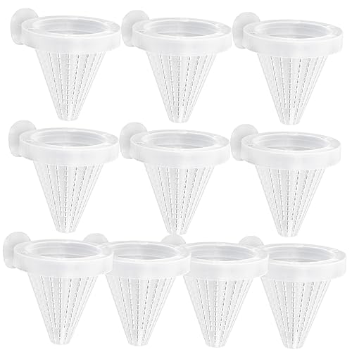 Abaodam 10 Stück Futterspender mit Saugnapf Aquariumtank Fischfuttermittel Rot live Zucht Fischfuttertrichter Fischfutter-Feeder Futterbecher für Aquarien Zubehör für Aquarien Transparent von Abaodam