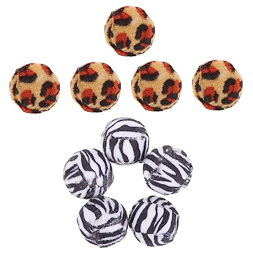 Abaodam 10 Stück Leopardendruckkatze Ball Katzenspielzeugkugeln klein Kätzchen Hauskatzen drinnen Form Spielzeugbälle für Katzen Katze kaubälle Kätzchenzubehör pp Zufällige Farbe von Abaodam