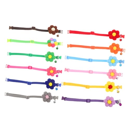 Abaodam 12 Stück Teiliges Verstellbares Tierhalsband mit Blumenanhänger und Glocke Leichtes Katzen Hundehalsband für Täglichen Bunte für Spaziergänge Feiern und Alltag von Abaodam