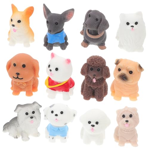 Abaodam 12-Teiliges Mini-Hundefiguren-Spielset Handbemalte Kleine Welpen Realistische Detaillierte Hundespielzeuge Pädagogische Hundetiere Spielzeuge Für von Abaodam