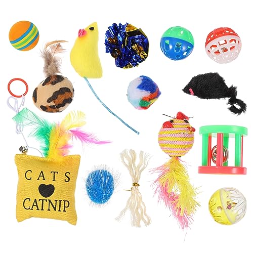 Abaodam 14 Stück Katzen Teiliges Interaktives Ball für Katzen mit Lustigem Design zur Zahnreinigung und Energieabbau für Kleine und Kätzchen von Abaodam