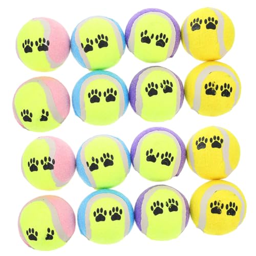 Abaodam 16 Stück Teiliges Hundespielzeug Bunte Kauspielbälle aus Robustem mit Stoffüberzug Sicher und Langlebig für Welpen und Kleine Hunde Apportieren und Training Zufällige Farbe von Abaodam