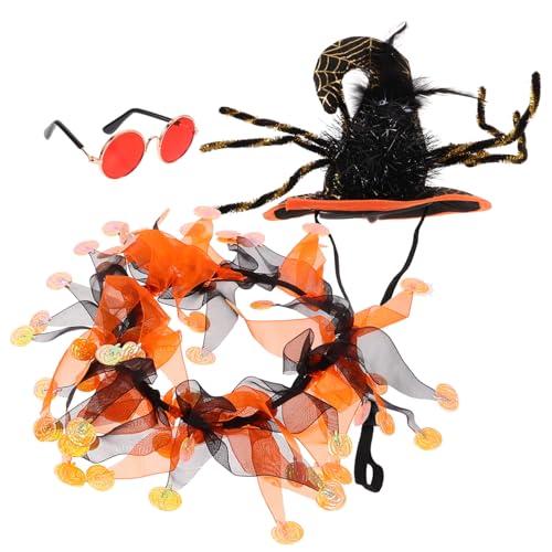 Abaodam 1Satz Teiliges Halloween Katzenkostüm Zubehör Set für Haustiere Verstellbares Plüschhalsband mit Hut und Brille für Katzen und Süßes Langlebiges Halloween Abaodam 1Satz Teiliges Halloween Katzenkostüm Zubehör Set für Haustiere Verstellbares Plüschhalsband mit Hut und Brille für Katzen und Süßes Langlebiges Halloween von Abaodam