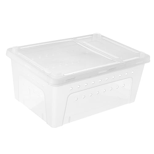 Abaodam 1Stück Kunststoff Reptilienbox Transparent für Spinnen Skorpione Geckos Insekten und Schildkröten für Transport und Fütterung mit Fütterungstür und Sicherheitsloch Weiß von Abaodam