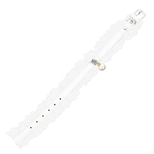 Abaodam 1stk Pet-spitzenschal Katzenhalsband Hochzeit Hundehalsband Hunde-lätzchen-schal Abreiß Für Haustiere Kätzchenhalsband Perlenhalsbänder Für Schmuck Weiß von Abaodam