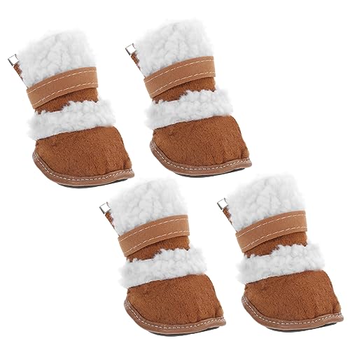 Abaodam 2 Paare Teiliges Pet Winter Boots Set rutschfeste Kurze Hundeschuhe für Kleine Hunde wasserdichte Schneestiefel mit Flacher Sohle Pfotenschützende Hundeschuhe für Schnee und von Abaodam