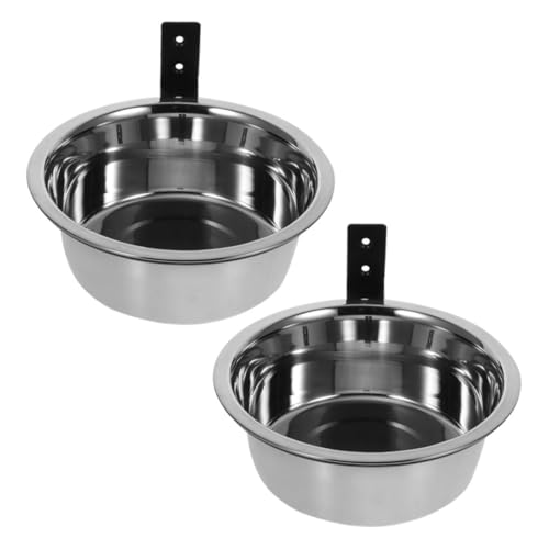 Abaodam 2 Sets Hundekiste Futter Und Wasserschale Edelstahl Katzenschüssel Hängende Welpenschüssel Kätzchen Futter Fütterung Tasse Wasserversorgungsstech Für Haustierkäfig von Abaodam
