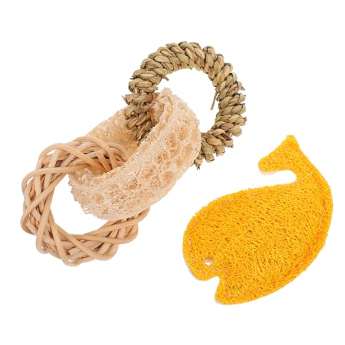 Abaodam 2 Stück Bunny Luffa Kauzubehör für Kleintiere für Hamster, Meerschweinchen und Ratten, bunte Zahnungen Abaodam 2 Stück Bunny Luffa Kauzubehör für Kleintiere für Hamster, Meerschweinchen und Ratten, bunte Zahnungen von Abaodam