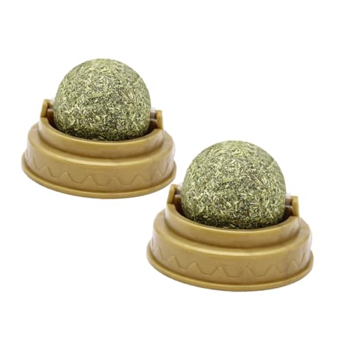 Abaodam 2 Stück Catnip Ball mit Minzgeschmack Fördert Verdauung und Zahnpflege Sicherer Langlebiger Kauball für Katzen Spielerisch und Fest Haftet Glatten Flächen Fördert Gesunde von Abaodam