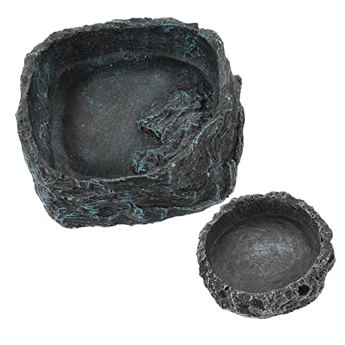 Abaodam 2 Stück Dekorative Reptilienfutterschalen aus Harz Multifunktionale Wasserschalen für Reptilien zur Fütterung von Schildkröten und Eidechsen für Snacks und Wasser von Abaodam