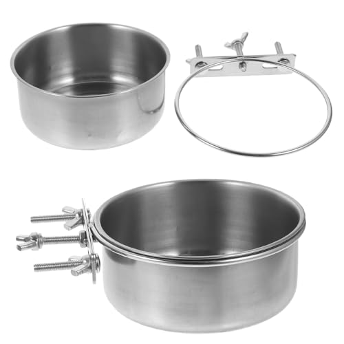 Abaodam 2 Stück Edelstahl Hundeschüssel Verstellbar mit Befestigungsschrauben Große Kapazität rutschfest Langlebig für Hunde und Katzen Futter Wassernapf von Abaodam