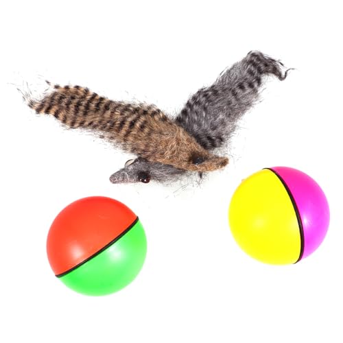 Abaodam 2 Stück Elektrisches Wasser für Katzen und Hunde Interaktives Quietschball Design Zufällige Farben Batterien zur Beschäftigung und Verbesserung Tier Mensch Zufällige Farbe von Abaodam