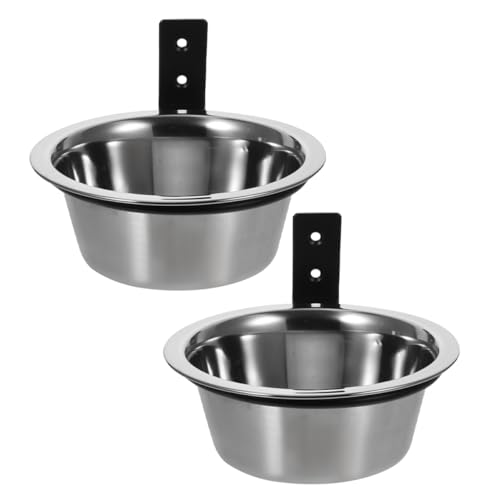 Abaodam 2 Stück Fütterungsschale montiert Futternäpfe für Hunde Hängende Hundwassergerichte wandmontierte Haustierschalen erhöhte Wasserschale Pet Feeder Bowl Rostfreier Silber von Abaodam