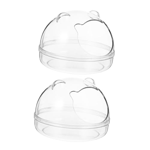Abaodam 2 Stück Hamster Badebecken aus Hochwertigem Kunststoff Transparent Staubgeschützt Kompakt und Robust als Hamster Sandbad und Badezimmer für Kleine Haustiere Wie und Chinchilla von Abaodam