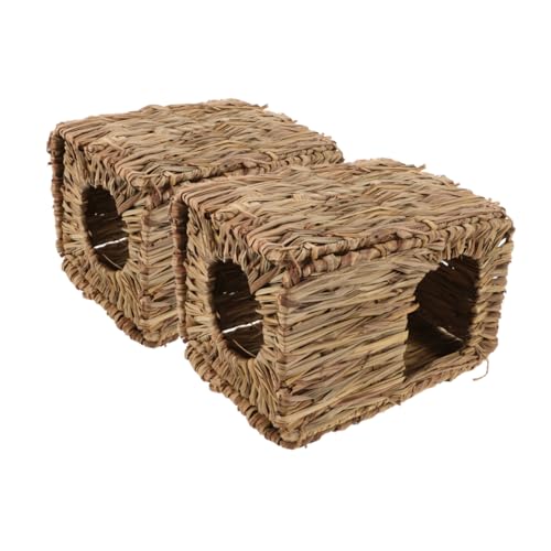 Abaodam 2 Stück Hasennest Aus Stroh Kaninchenhaus Hasenhaus Hasenversteck Meerschweinchen Versteck Kaninchenhäuser Und Verstecke Meerschweinchen Verbirgt Sich Kaninchenversteck Gras von Abaodam
