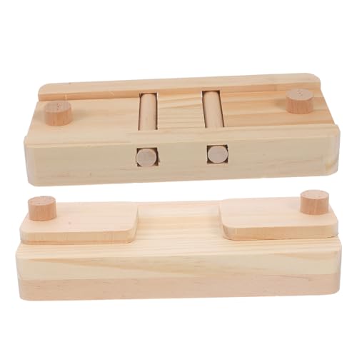 Abaodam 2 Stück Holzfutterspielzeug Mini-Hamster- Tiere Nagetier klein Snacks lustiges zur Nahrungssuche Hamster suchen Futtersuche Kiefernholz Beige von Abaodam
