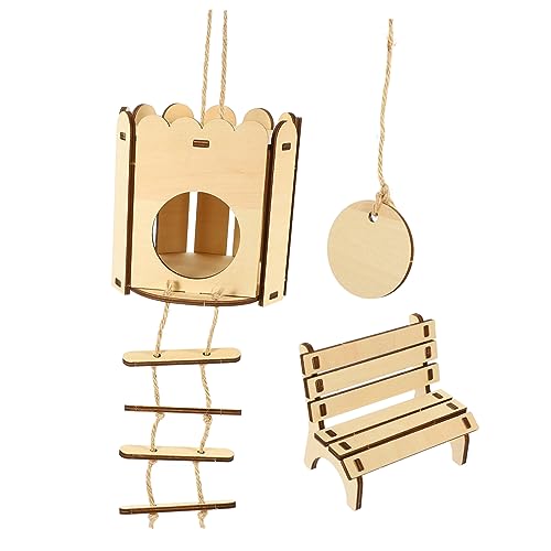 Abaodam 2 Stück Holz Hamster Nest Hideout Set Bauen Sie Ihre Hause Geruch Komfortable Für Hamster Chinchillas von Abaodam
