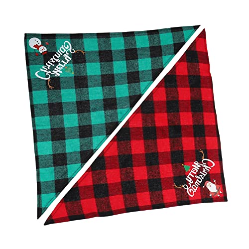 Abaodam 2st Karierter Haustierschal Hunde-Bandana-schal Tartan-schal Katze Weihnachtsschal Weihnachtshunde-lätzchen Hundesabber Lätzchen Weihnachtstierbedarf Weihnachten Baumwolle Kleidung von Abaodam