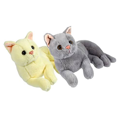 Abaodam 2 Stück Katze Kuscheltier Ausgestopfte Katzen, die Aussehen Cartoon cat Dekoration Schlafzimmer Toys Cartoon-Kätzchen-Plüschtier Kätzchen Stofftier PP Baumwolle von Abaodam