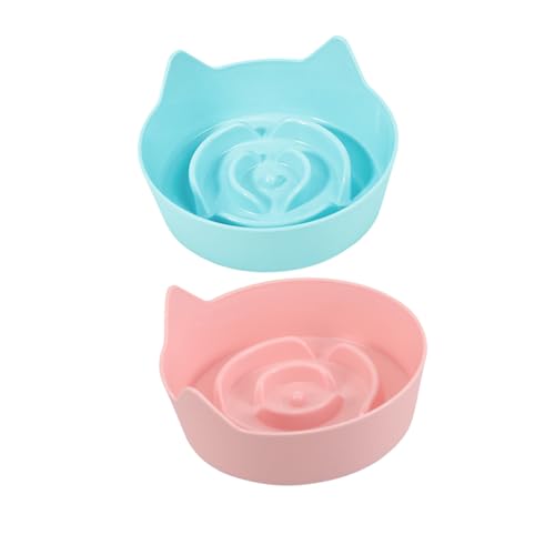 Abaodam 2stücke Rutschfester Katzennapf Mit Katzenohr-Design Langsame Futteraufnahme Für Gesunde Ernährung Für Kätzchen Und Kleine Katzen Fröhlichen Farben von Abaodam