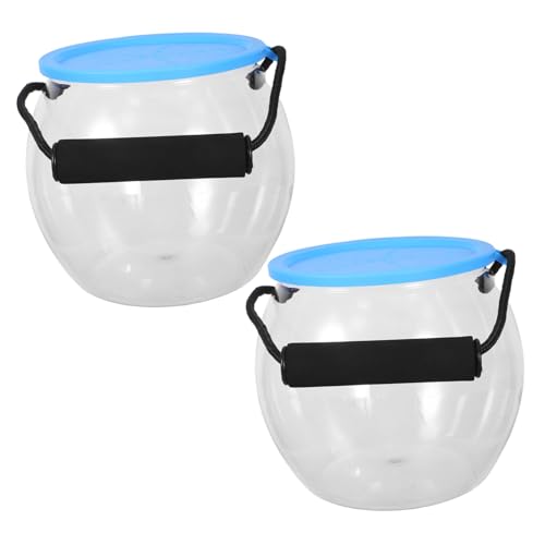 Abaodam 2 Stück Tragbarer Outdoor Fischfang Eimer mit Deckel Kleiner Transparenter Runder Aquarium-transportbehälter für Strand Pool und See Leichter Handlicher Fischbehälter für Fang und Abaodam 2 Stück Tragbarer Outdoor Fischfang Eimer mit Deckel Kleiner Transparenter Runder Aquarium-transportbehälter für Strand Pool und See Leichter Handlicher Fischbehälter für Fang und von Abaodam