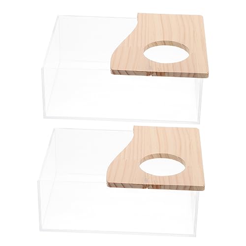 Abaodam 2 Stück Transparente Badewanne für Kleintiere Hamster Chinchilla und Mäuse Sandbad Box mit Abdeckung für Beobachtung von Badewannenaktivitäten von Abaodam
