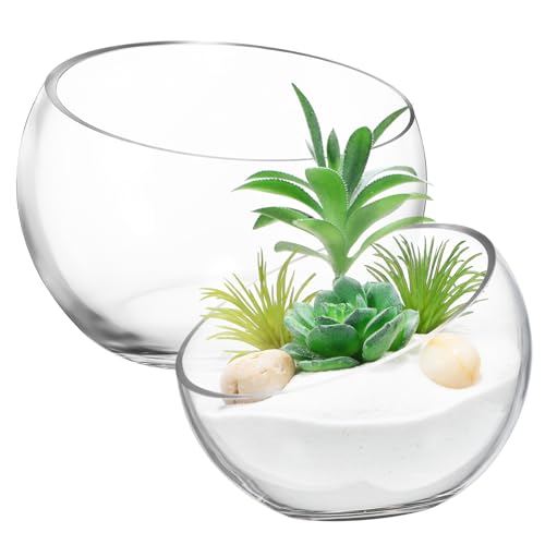 Abaodam 2 Stück Zwei Glaspflanzer Halbkreis Glasvase für Sukkulenten Transparente Blumenvase für Terrarien und Garten Dekoration Verschiedene Abaodam 2 Stück Zwei Glaspflanzer Halbkreis Glasvase für Sukkulenten Transparente Blumenvase für Terrarien und Garten Dekoration Verschiedene von Abaodam
