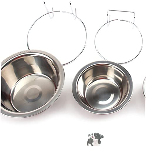 Abaodam 2 Stück hängender Futternapf erzogen erhöhte Hundenäpfe Katzennapf erhöht drinnen klein Edelstahl-Wassernapf für Hunde Wassernapf für Haustiere aus Edelstahl Silver von Abaodam