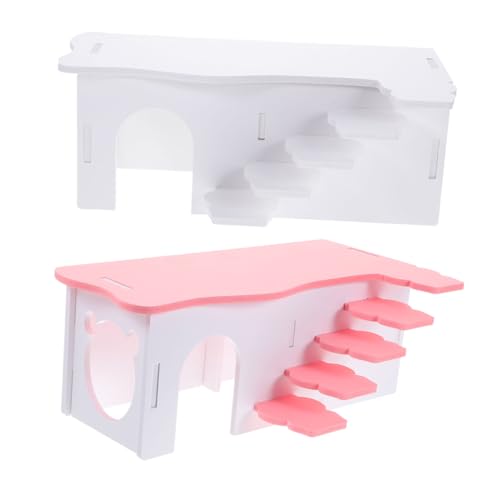 Abaodam 2 Stück Hamsterhaus Meerschweinchenversteck Leiterstil mit Plattform Langlebiges PVC für Kleine Tiere Wie Hamster Meerschweinchen Kaninchen und Eichhörnchen von Abaodam