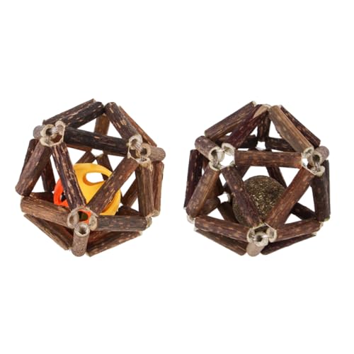 Abaodam 2 Stück Katzenkauen Spielzeug Silvervine Ball mit Glocke Natürliches Kauball für Haustiere Interaktives Zahnknirschen Spielzeug für Katzen von Abaodam