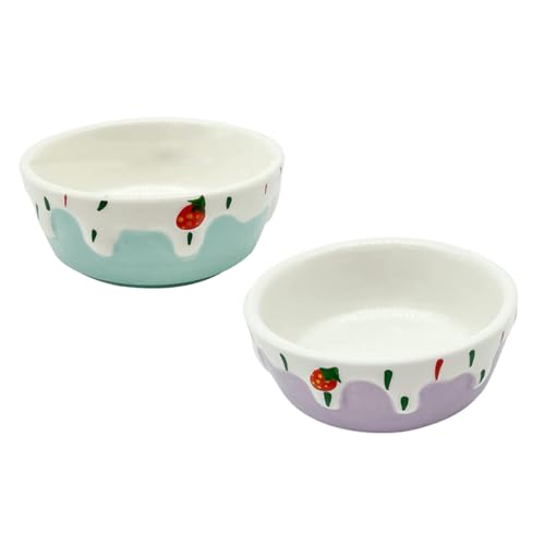 Abaodam 2 Stücke Keramik Futternapf für Hamster Kleine Haustier Schalen rutschfest Leicht zu Reinigen Keramik Becken für Futter und Wasser von Abaodam