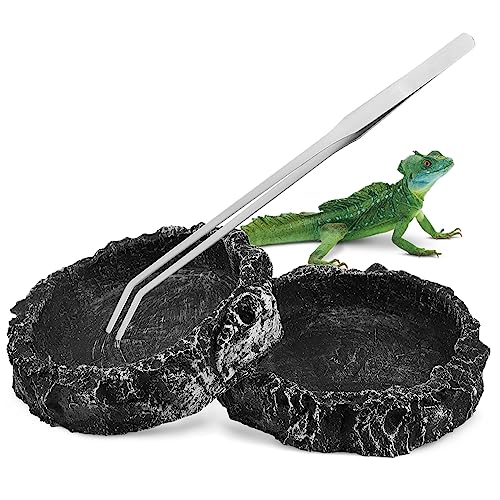 Abaodam 2Stücke Reptilien Futternäpfe mit Futterschalen für Schildkröten Eidechsen und Geckos Wasserdichtes Harz mit Simuliertem Felsmuster für Wasser und Futter Abaodam 2Stücke Reptilien Futternäpfe mit Futterschalen für Schildkröten Eidechsen und Geckos Wasserdichtes Harz mit Simuliertem Felsmuster für Wasser und Futter von Abaodam