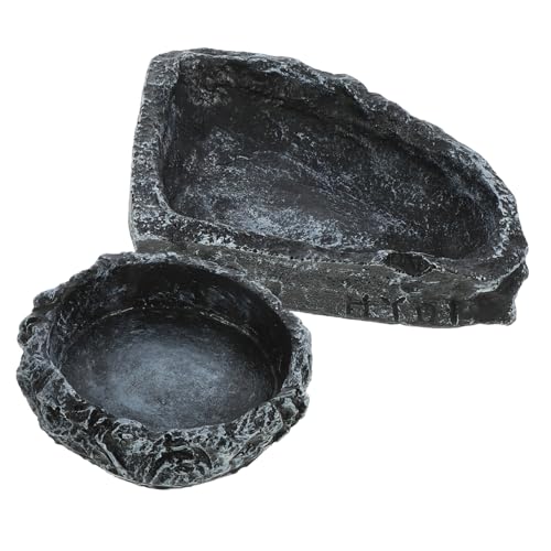 Abaodam 2Stücke Reptilien Futternapf mit Wasserbehälter Schalen für Schildkröten Echsen und Andere Reptilien Baumstruktur für Terrarien und Natürliche von Abaodam