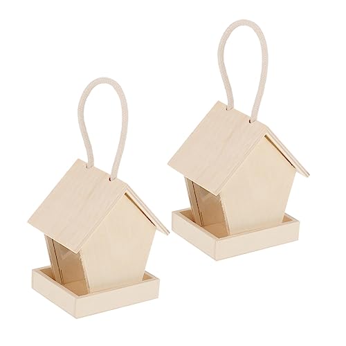 Abaodam 2stücke Vogelhaus Futterstation Für Außenbereich Dekorativer Holz-vogelfutterspender Für Garten Und Balkon Leicht Zu Reinigen Und Robust von Abaodam