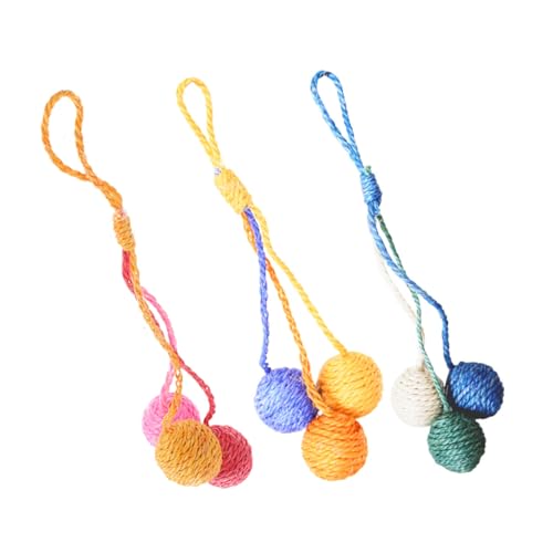 Abaodam 3 STÜCKE Teiliges Katzenspielzeug Sisalbälle Robust Interaktives Kratzspielzeug Für Indoor Katzen Fördert Bewegung Und Beschäftigung Orange Blau Grün Weiß Blau Orange Gelb von Abaodam