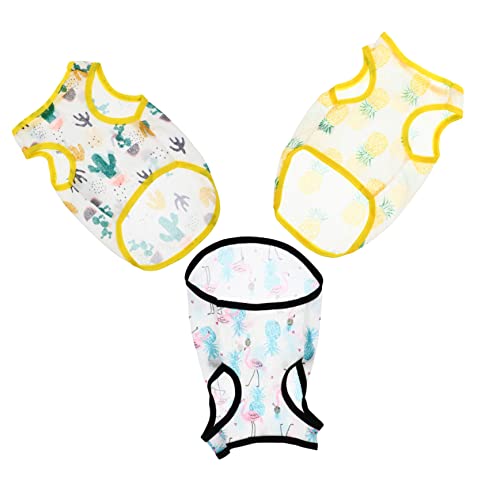 Abaodam 3stücke Sommerweste Für Hunde Atmungsaktiv Modische Kleidung Für Haustiere Aus Polyester Leichtes Welpen Outfit Einfach Anzuziehen Mit Mustern Wie Ananas Flamingos Und Kakteen von Abaodam