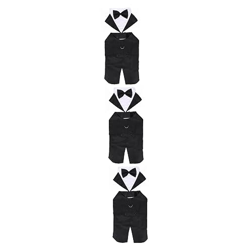Abaodam 3St Smoking für Haustiere Hunde Hochzeitsanzug süße hundekleidung Hemden Hundeanzug Welpe formeller Anzug für Hunde Haustieranzug der Hund Verwandlungs-Outfit Baby Baumwolle Weiß von Abaodam