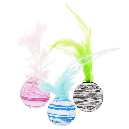 Abaodam 3 Stück Sternenhimmelkugelspielzeug interaktiver Katzenspielzeugball Katze Fuzzy Bälle kneifen für lustig Katzenbälle mit Feder interaktive Katzenspielzeugbälle Eva Zufällige Farbe von Abaodam