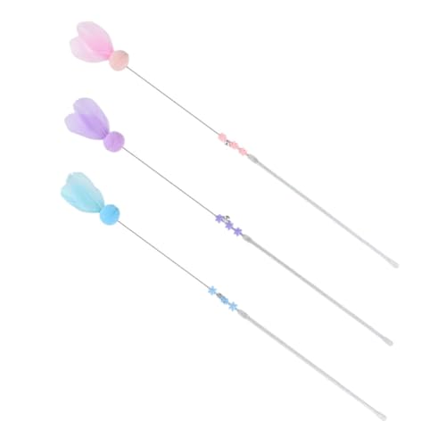 Abaodam 3 Stück Teiliges Katzenangel Spielzeugset Interaktive Katzensticks mit Bällen Fördert Gesundheit und Aktivität für Katzen Blau und von Abaodam